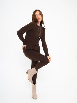 Лосины BAMBUK утепленные женские, шоколад - Inzibe фото 3