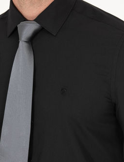 Siyah Slim Fit Uzun Kollu Klasik G_mlek