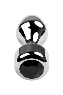 Анальная втулка Metal by TOYFA, металл, серебряная, с чёрным кристаллом, 10,8 см, 4 см, 200 г  фото 4