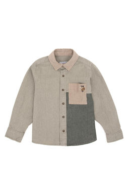 Светлая рубашка цвета хаки с длинным рукавом для мальчика Неожиданная скидка в корзине