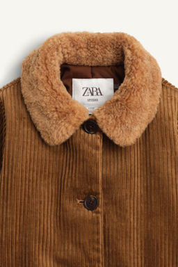CORDUROY COAT WITH FAUX FUR PETER PAN COLLAR LIMITED EDITION - Zara фото 5