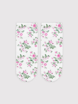 Цена за 5 пар! Носки женские укороченные белые с рисунком роз - Mark formelle фото 3