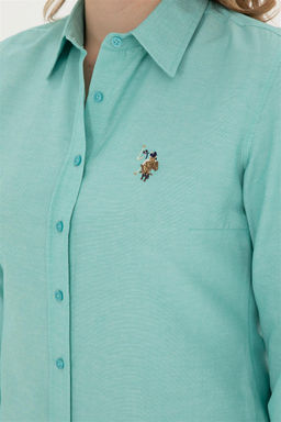U. S. Polo Assn / Женская мятная базовая рубашка с длинным рукавом - U.s. polo assn фото 7