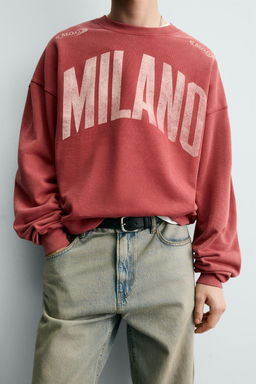 WASHED CONTRAST PRINT SWEATSHIRT - Zara фото 5