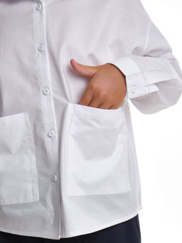 Рубашка белая для девочки в школу 22-7663 белый - Mini maxi фото 7