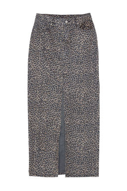 TRENDYOLMILLA Cok Renkli Leopar Desenli Kahverengi Midi Denim Etek TWOAW25ET00009 фото 8