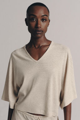 CAMISETA ESCOTE PICO CON LINO / Arena - Zara фото 2