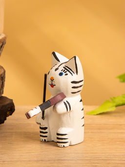 Сувенир «Кот скрипач», 3.5×8×8 см, дерево, белый