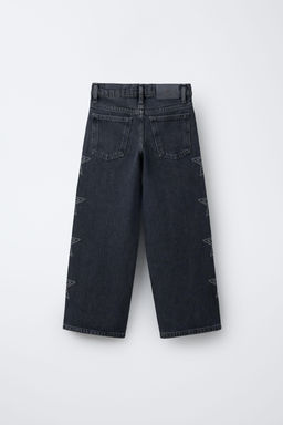 WIDE-LEG JEANS WITH RHINESTONE STARS - Zara фото 2