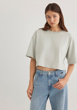 Gri Crop Tisort