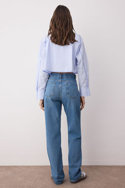 TRENDYOLMILLA Mavi Dusuk Bel Wide Leg Jeans TWOAW23JE00566  фото 5