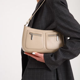 Сумка женская багет TEXTURA на молнии, 21×6×13 см, бежевая