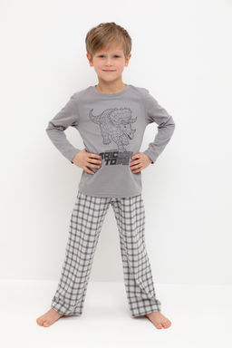 К 1600/холодный серый,клетка пижама для мал