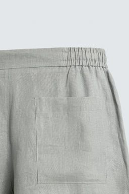 BERMUDA RELAXED FIT 100% LINO / Gris claro
