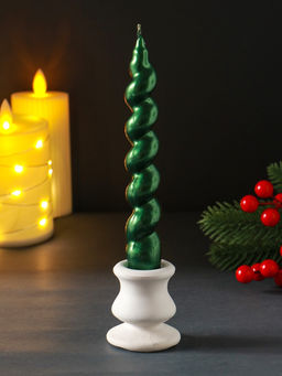 Цена за 2 шт. Свеча витая "LUXURY" 25*180 мм, лакированная, зеленая