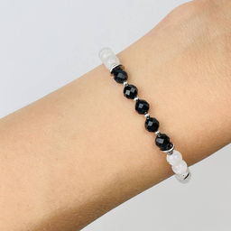 Браслет из Лунного камня с вкл.Турмалина и Шпинели