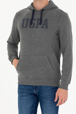 U. S. Polo Assn Мужская базовая толстовка с капюшоном антрацитового меланжевого цвета - U.s. polo assn фото 6