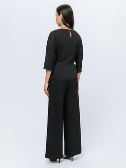 Блуза черного цвета с декоративным поясом - 1001dress фото 4