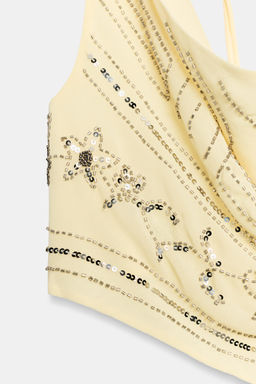 TOP HALTER ABALORIOS / Amarillo