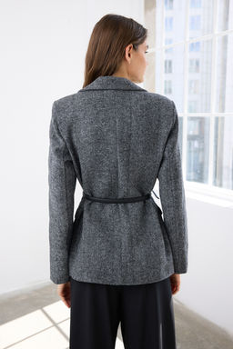 Antrasit Kendinden Kemerli Bal?ks?rt? Dokuma Blazer Ceket TWOAW26BC00011