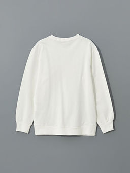 Bisiklet Yaka Bask?l? K?z ?ocuk Sweatshirt