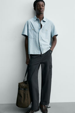 CAMISA CHAMBRAY BOLSILLOS / Azul claro - Zara фото 6