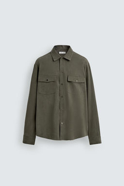 CAMISA FLUIDA RELAXED FIT BOLSILLOS / Khaki oscuro - Zara фото 6