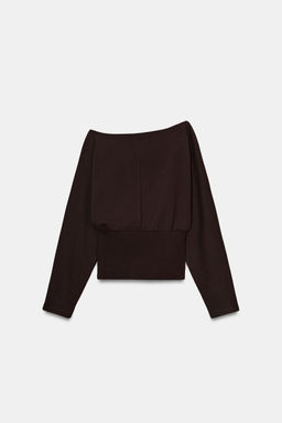 SUDADERA ASIM?TRICA ALGOD?N / Chocolate - Zara фото 8