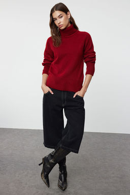 Bordo Yumusak Dokulu Basic Triko Kazak TWOAW21KZ1343 - Trendyolmilla фото 2