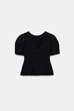 CUERPO MANGA ABULLONADA PERLAS LAZOS / Negro - Zara фото 7