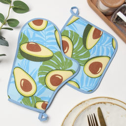 Набор кухонный Авокадо 224 (варежка+прихватка), синий, хл, рогожка