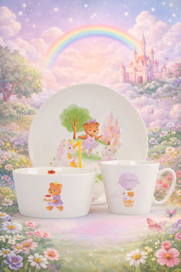 Набор посуды, детский, 1 перс, 3 пр, фарфор N, белый, Сказочные животные, Fabulous animals