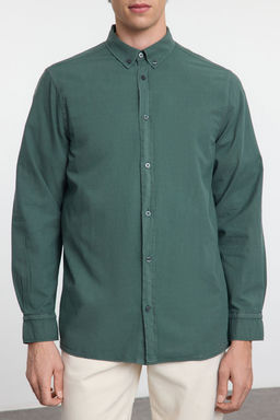 TRENDYOL MAN Haki Unisex Regular Fit %100 Pamuklu Keten Gorunumlu Fit Gomlek TMNSS23GO00099 - Trendyolmilla фото 3