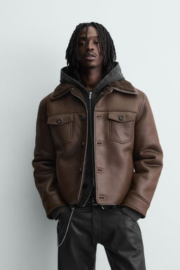 CAZADORA EFECTO ANTE DOBLE FAZ / Marr?n - Zara фото 2