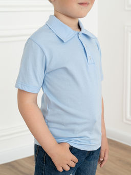 Детская футболка поло голубая 659 (140, 72)