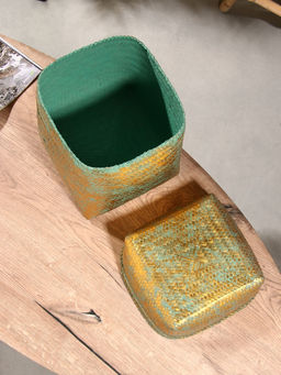 Корзинка плетёная «Голден», 25×25×30 см, голубая