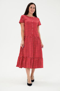 Платье женское из кулирки Кармелита горошек красный - Амадэль фото 7