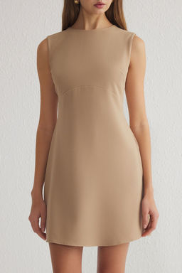 Bej A Kesim Mini Dokuma Elbise TWOSS25EL00324 - Trendyolmilla фото 3