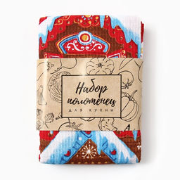 Набор новогодних полотенец Доляна Пряничный домик 35х60см-3штуки, 100% хлопок, вафельное полотно 162г/м2 фото 7