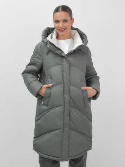 Пальто зимнее Visdeer 7747Kh женское утепленное 220 г/м² хаки фото 5