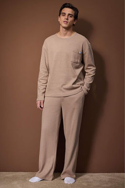 Kahverengi Regular Fit Cepli Etiket Detayl_ Yumu_ak Tu_eli Kal_n _rme Pijama Tak_m_ TMNAW26PT00000 - Trendyolmilla фото 2