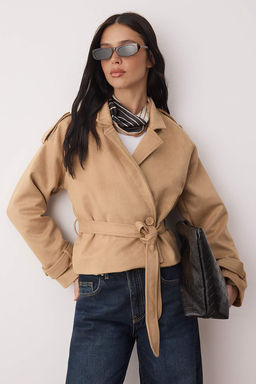 Vizon Regular Kruvaze Kusakl? Suet K?sa Trenckot TWOAW26TR00025