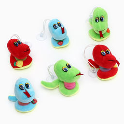 Цена за 12 шт. Мягкая игрушка Змейка с пружиной на подвесе, 9 см, цвет МИКС - Simaland фото 2