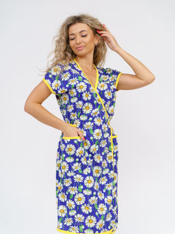 674 Халат "Ромашки/синий"