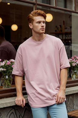 Gul Kurusu Oversize/Genis Kesim %100 Pamuklu K?sa Kollu Basic T-Shirt TMNSS22TS0318