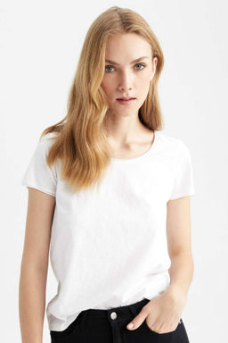 Regular Fit Bisiklet Yaka Basic K?sa Kollu Tisort - Defacto фото 5