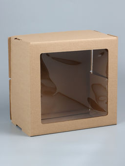 Цена за 5 шт. Кондитерская упаковка, с окном, крафт, 30 х 30 х 20 см - UPAK LAND фото 2