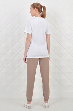 Арт. 21350 Костюм с брюками женский 44-52 (5 шт) Цвет:верх- белый, низ- бежевый - Калинка фото 14