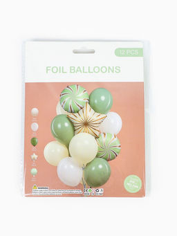 Воздушные шары "Зеленые грани" фольга, латекс, набор 12 штук