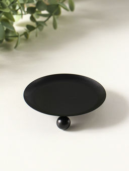 Металлический подсвечник плоский «Чашка на шариках», 9 см, чёрный